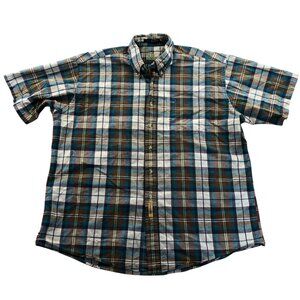 B.D. Baggies Mens Shirt XL Blue Plaid Short Sleeve Button Down Casual Western